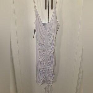 Fashionnova White Ruched Midi Dress